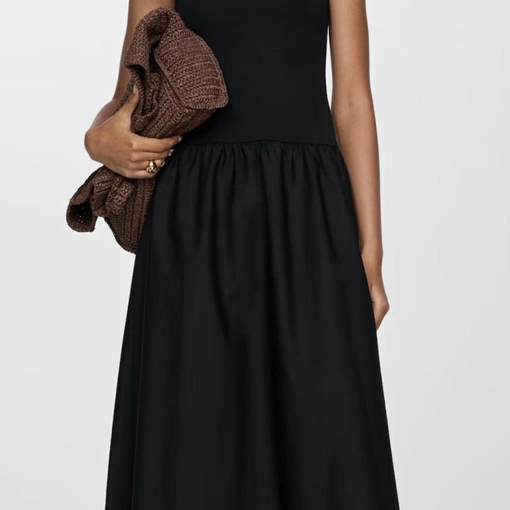 Mango mixed media black dress.
